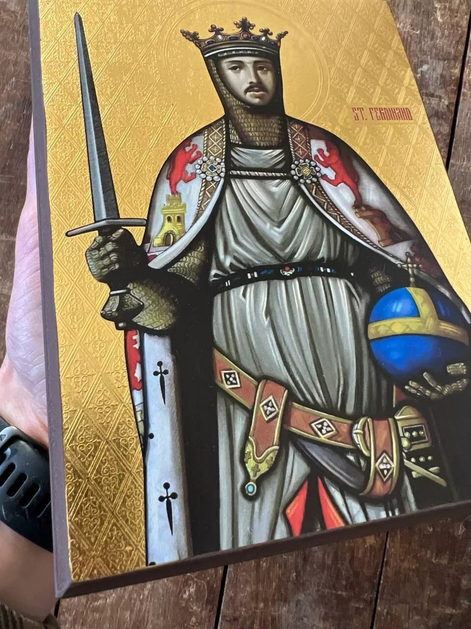 Saint Ferdinand Premium Replica with real gold 15x20cm Ready to ship!