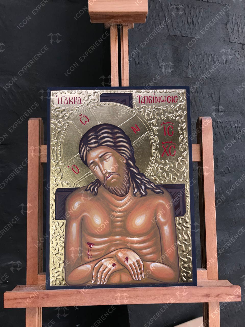 Hand painted icon of Great Humiliation of Jesus Christ, Christ In The Earthen Tomb, Byzantine Orthodox Iconography, Religious Home Art Decor
