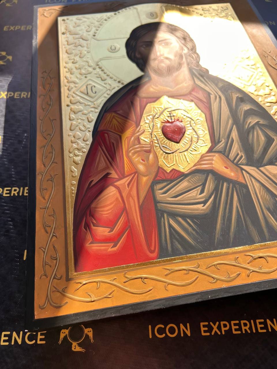 The Sacred Heart of Jesus Christ Handpainted Icon Religious Home Decor Christian Wall Decoration Sacral Handmade Church Community Gift